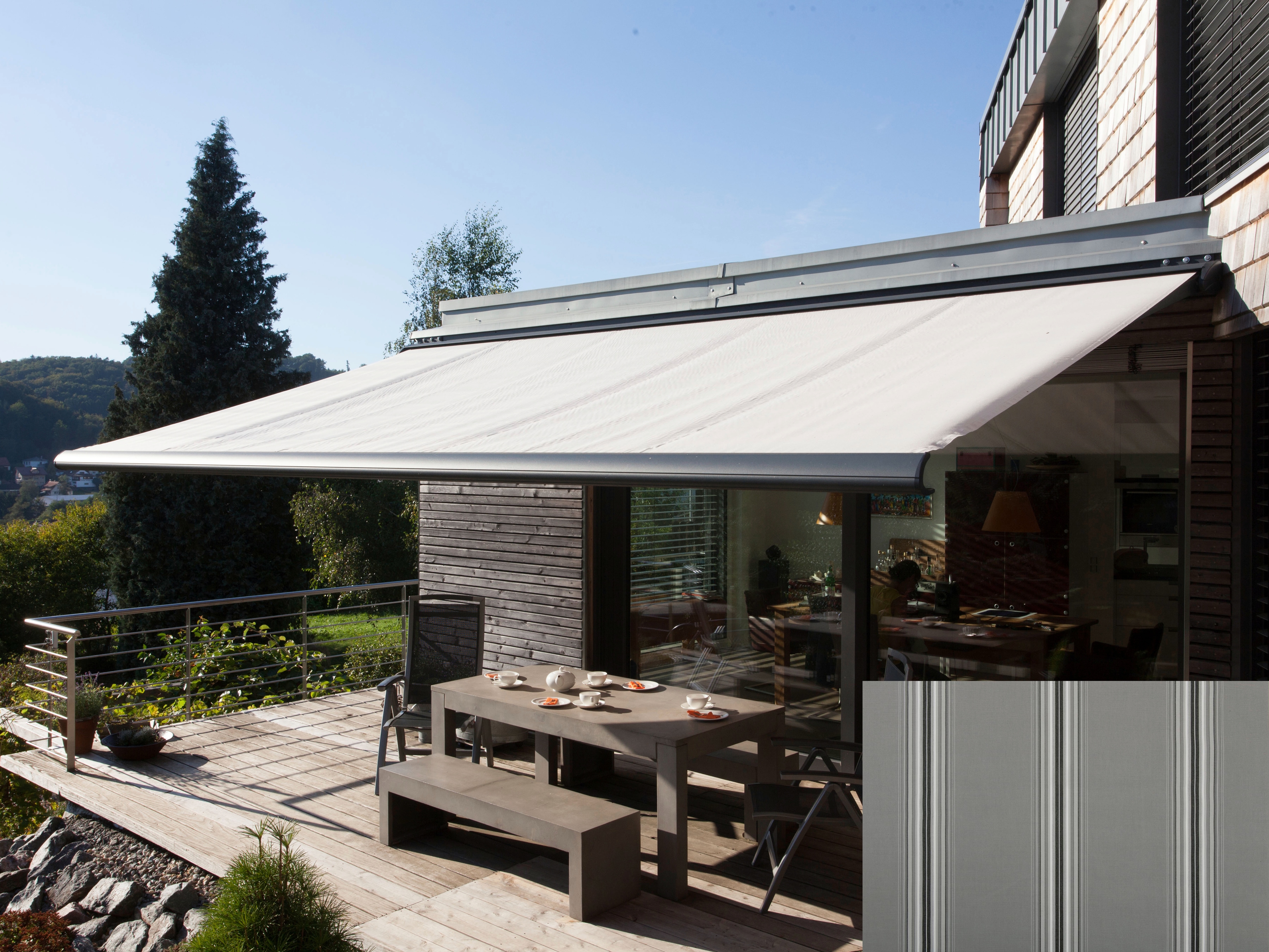 Kassettenmarkise WISMAR "Classic S-Compact", grau (grau, schwarz), B:350cm, Polyacryl, Markisen, Breite: 350 cm, Ausfall: 200 cm