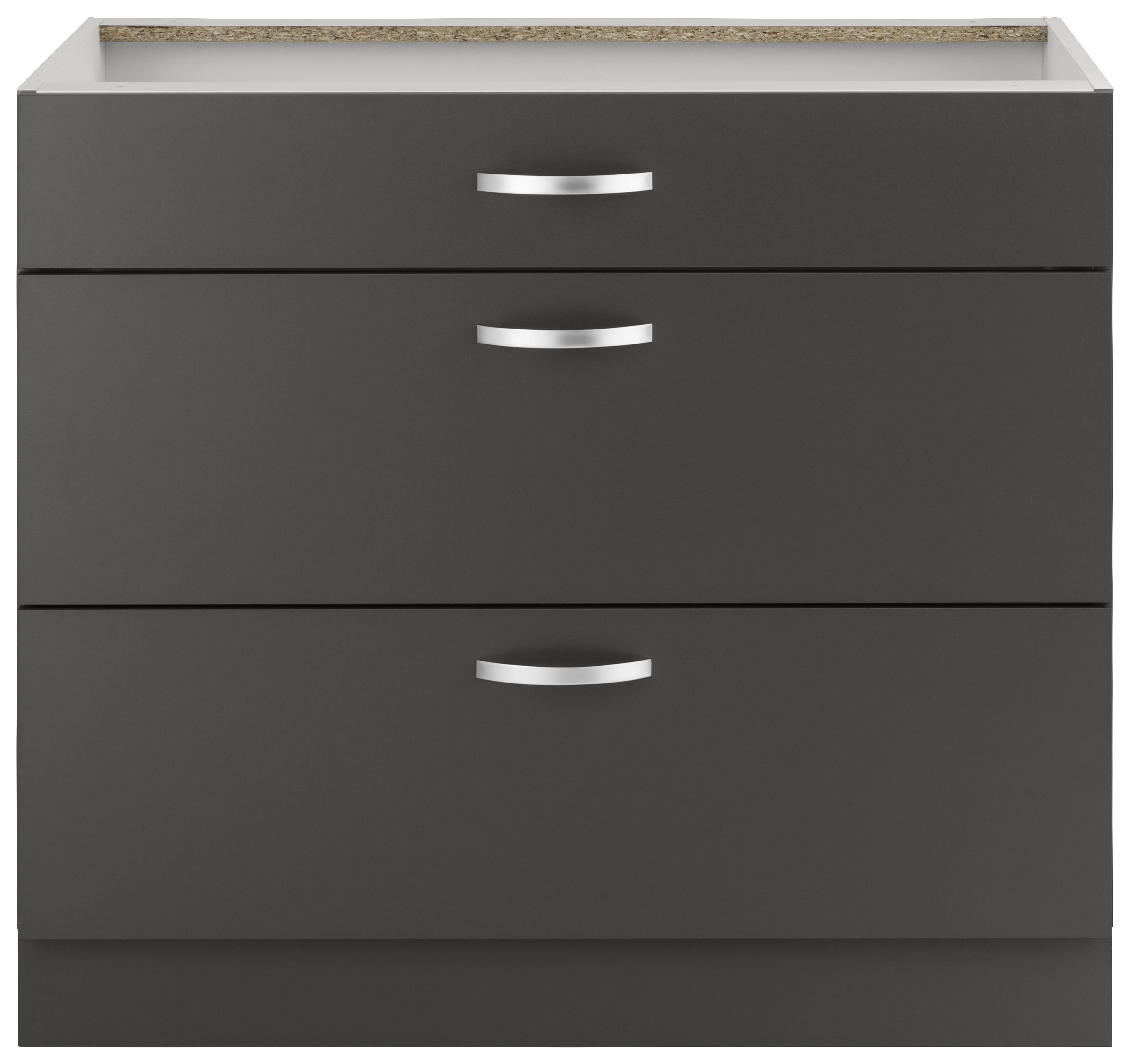 Unterschrank WIHO KÜCHEN "Flexi", grau (front und korpus: anthrazit), B:90cm H:82cm T:57cm, Schränke, Unterschrank, Breite 90 cm