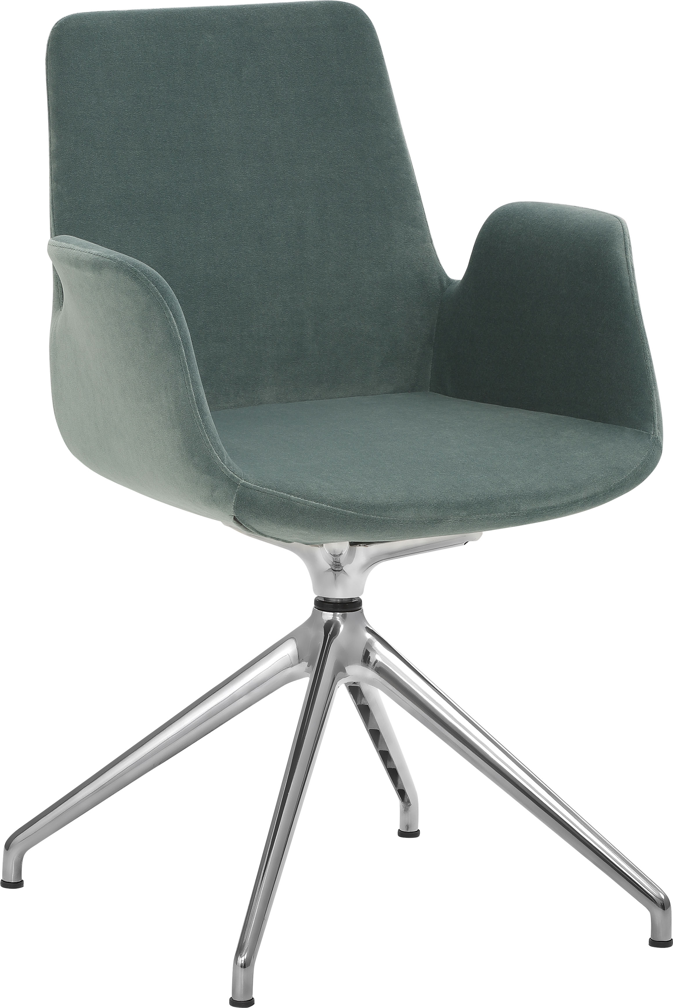 Bürostuhl MAYER SITZMÖBEL "Sessel myHELIOS", blau (aqua, aluminium poliert), B:58cm H:86cm T:59cm, Aluminium, Polyester, Stühle, Esszimmerstuhl