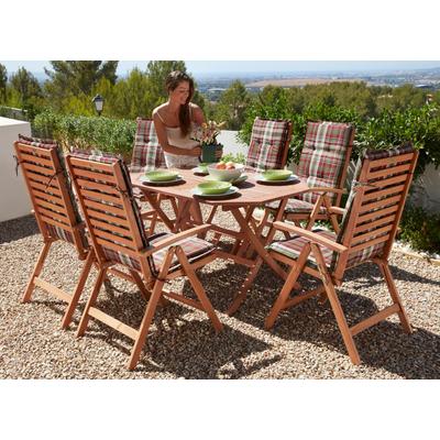 Garten-Essgruppe MERXX "Borkum, TOPSELLER", braun, Obermaterial: 100% Polyester. Füllung: 100% Polyurethan, Sitzmöbel-Sets, Eukalyptusholz, FSC Mix, geeignet für 6 Personen Image