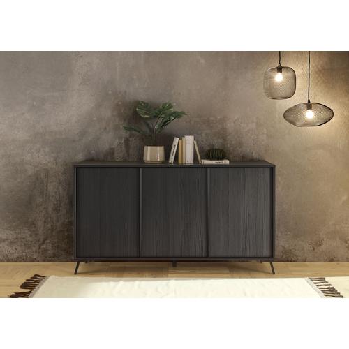 „Sideboard LC „“City““ Sideboards Gr. B/H/T: 156 cm x 84 cm x 40 cm, schwarz (schwarz melamin holzstruktur) Sideboards Breite ca. 156 cm“