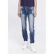 Slim-fit-Jeans ARIZONA "Heavy Washed - Shaping" Gr. 40, N-Gr, blau (darkblue) Damen Jeans Röhrenjeans