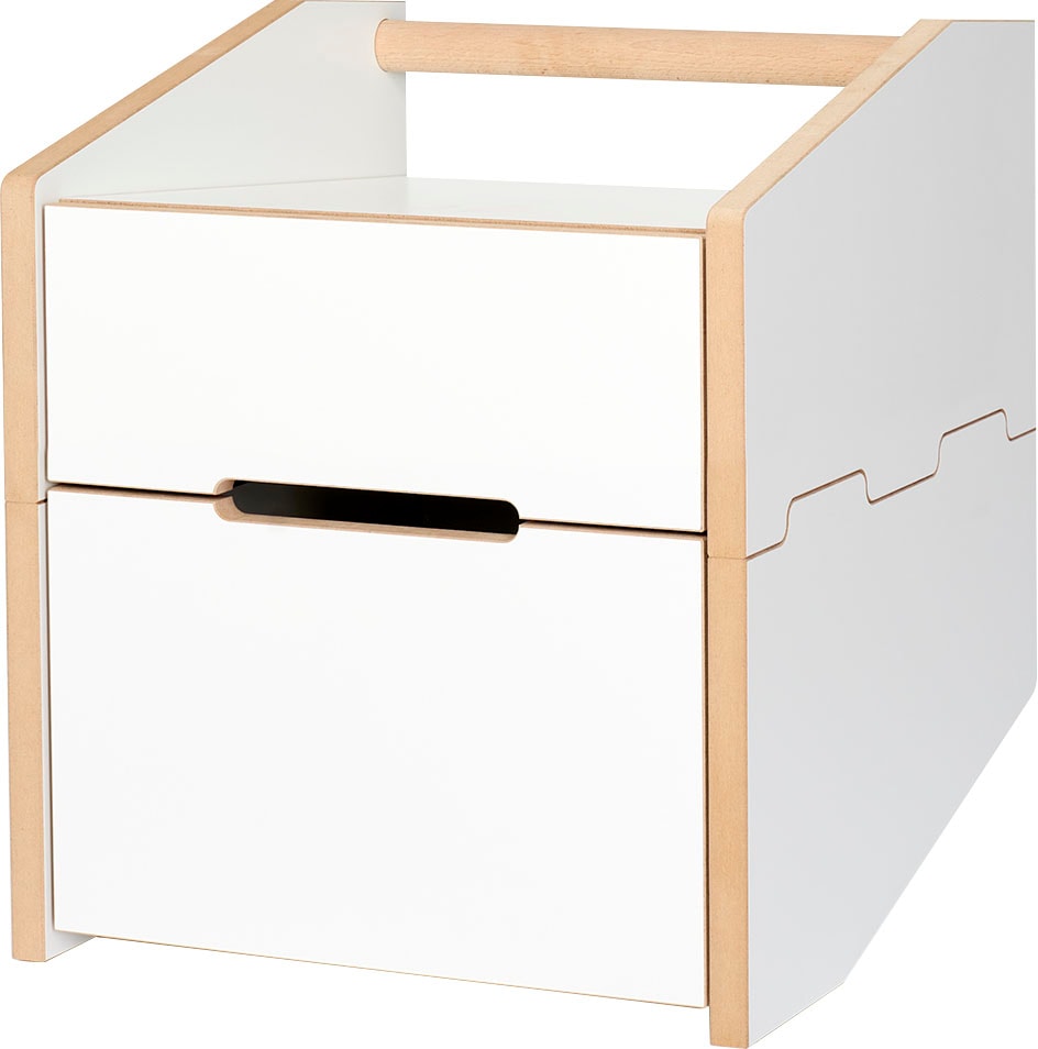 Nachttisch TOJO "Tojo-cargo nachttisch", weiß, B:39cm H:47,6cm T:40cm, Tische, Nachttisch, mit 2 Schubladen