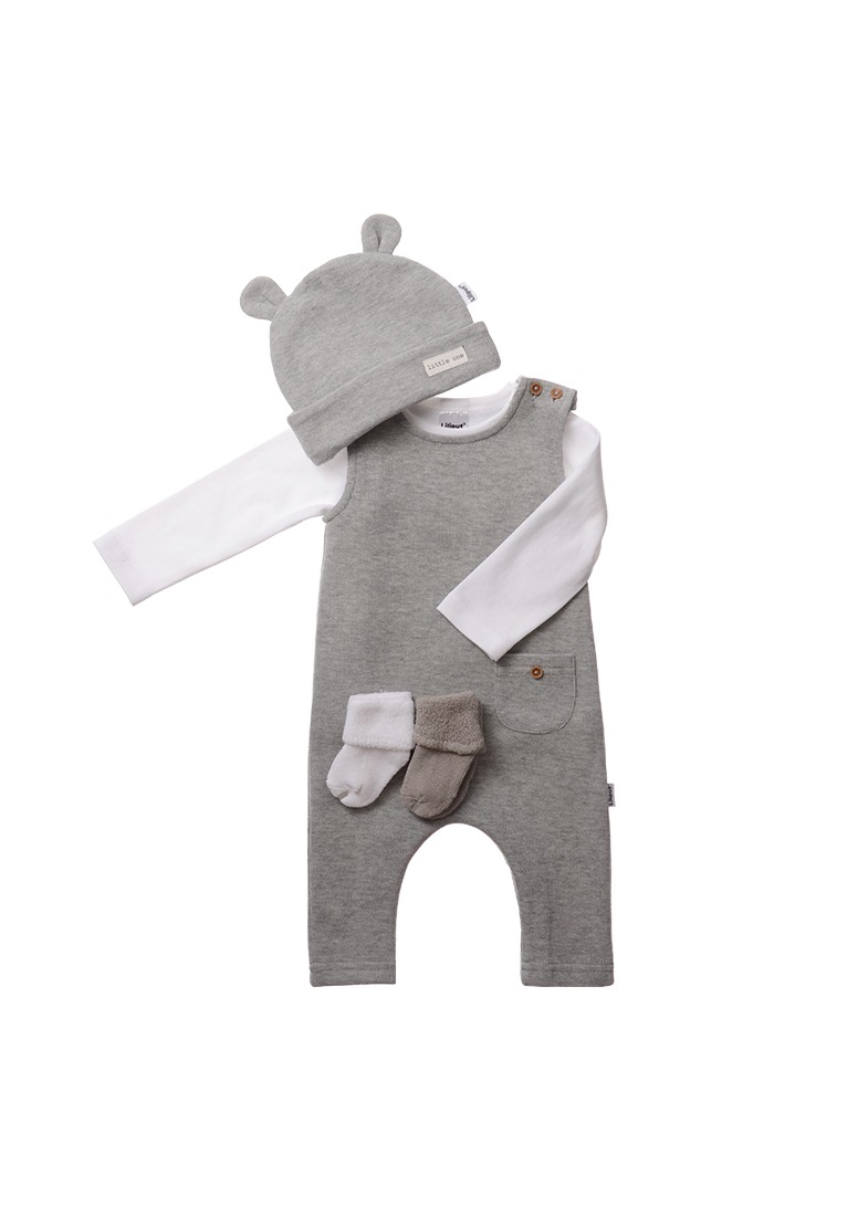 Erstausstattungspaket LILIPUT, Baby, Gr. 68, grau (grau, weiß), 100% Baumwolle, KOB Set-Artikel, im niedlichen Design Image