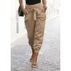 Strandhose BUFFALO, Damen, Gr. 40, N-Gr, grau (taupe), Web, Obermaterial: 85% Baumwolle, 15% Leinen. Bündchen: 95% Baumwolle, 5% Elasthan, unifarben, casual, figurumspielend knöchelfrei, Hosen, aus Leinen-Mix, Leinenhose, Sommerhose, Strandmode,...