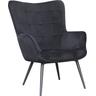 "Sessel BYLIVING ""Uta"" Gr. Samtstoff, Farbe schwarz, ohne Hocker, B/H/T: 60 cm x 97 cm x 80 cm, schwarz Einzelsessel wahlweise mit oder ohne Hocker, in Cord, Samt Webstoff"