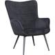 Sessel BYLIVING "Uta" Gr. Samtstoff, Farbe schwarz, ohne Hocker, B/H/T: 60 cm x 97 cm x 80 cm, schwarz Einzelsessel