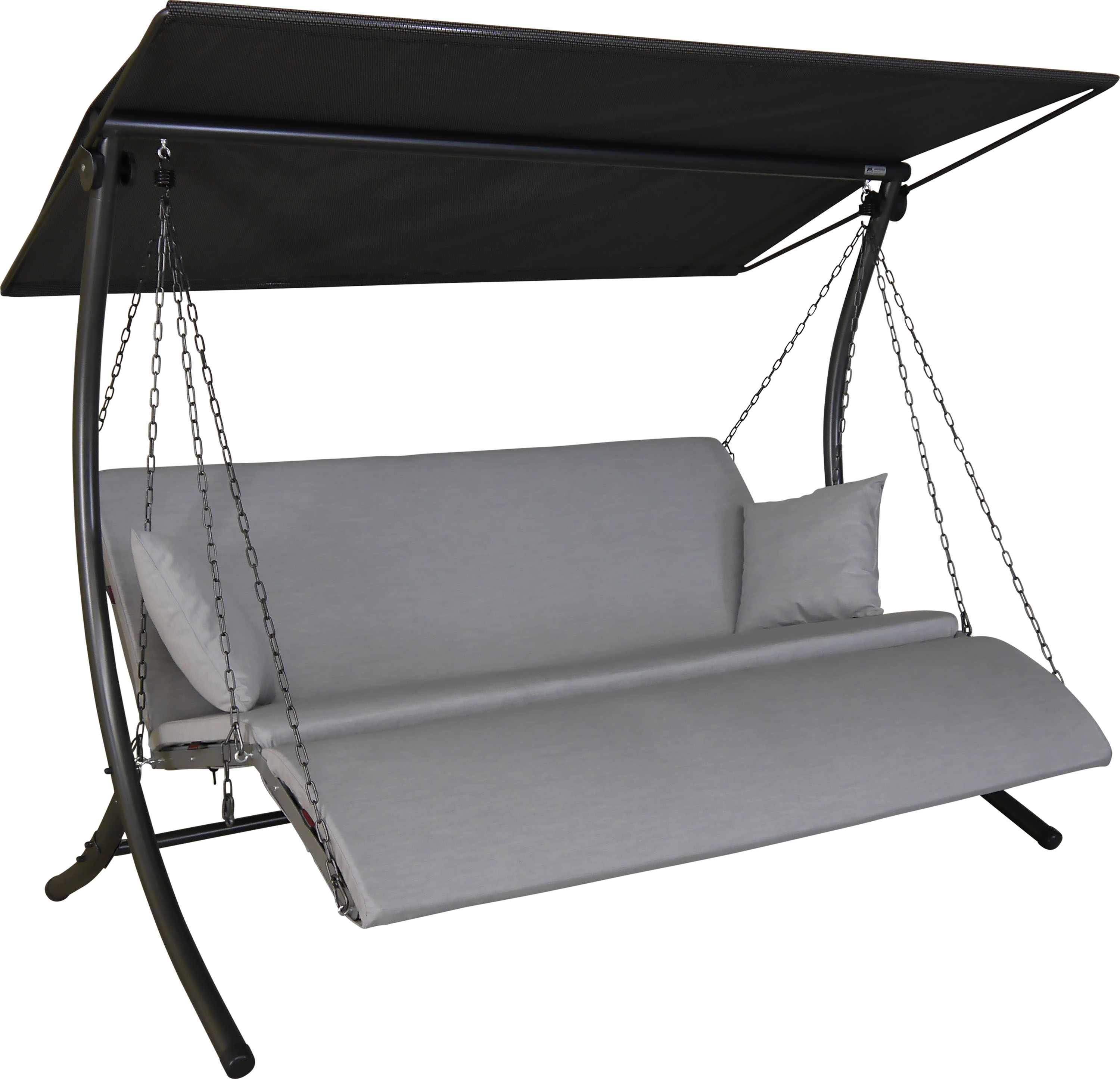 Hollywoodschaukel "Luxus Zip granit", grau (grau, grau), B:210cm H:160cm T:145cm, Obermaterial: 100% Polyester, ANGERER FREIZEITMÖBEL, Hollywoodschaukeln, BxTxH: 210x145x160 cm