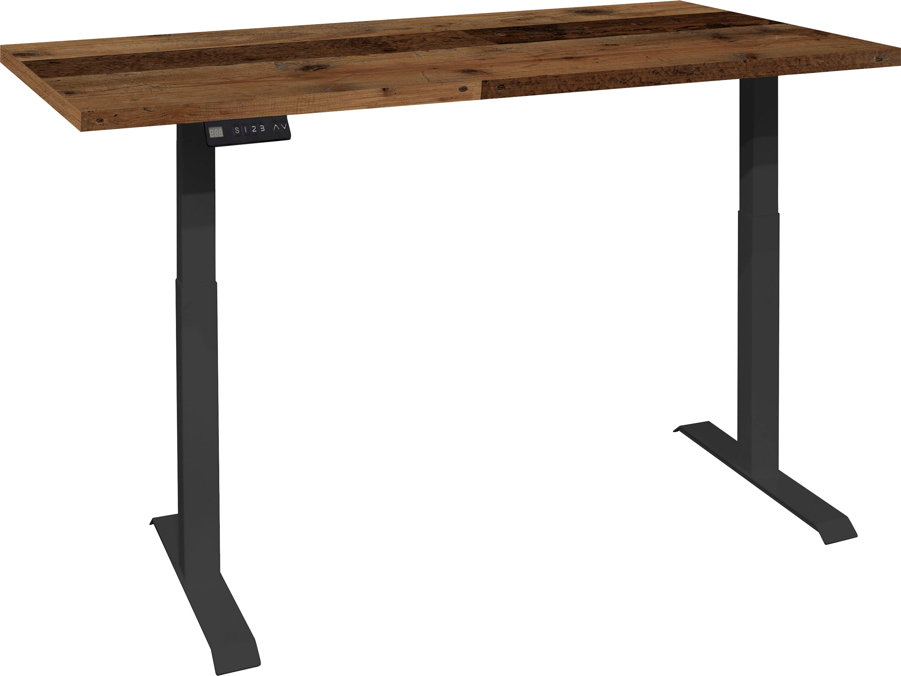 Schreibtisch MÄUSBACHER "Big System Office", braun (schwarz matt, texas oak, schwarz matt, texas oak), B:160cm, Tische, Schreibtisch, Breite 160 cm, elektrisch höhenverstellbar