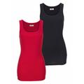 Tanktop FLASHLIGHTS, Damen, Gr. 48/50 (XL), rot (rot, schwarz), Feinripp, Obermaterial: 100% Baumwolle, unifarben, Basic, sehr figurbetont hüftbedeckend, Rundhals, Tops, in Longform