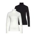 Rollkragenshirt FLASHLIGHTS Gr. 48/50, schwarz-weiß (wollweiß, schwarz) Damen Shirts Jersey