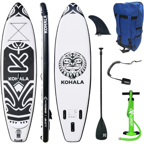 „Inflatable SUP-Board KOHALA „“Kohala““ Wassersportboards Gr. 320x81x15cm 320 cm, schwarz-weiß (weiß, schwarz) Stand Up Paddle“