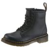 Schnürstiefel DR. MARTENS "8 Eye Boot ROMARIO", Kinder, Gr. 32, schwarz, Leder, unifarben, klassisch, Schuhe, Kinderschuh, Freizeitstiefel mit zusätzlichem Innenreißverschluss