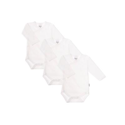 Body LILIPUT "uni weiß", Baby, Gr. 44, EURO-Größen, weiß, 100% Baumwolle, unifarben, kurz, V-Ausschnitt, Langarm, Bodies, mit praktischer Druckknopfleiste Image