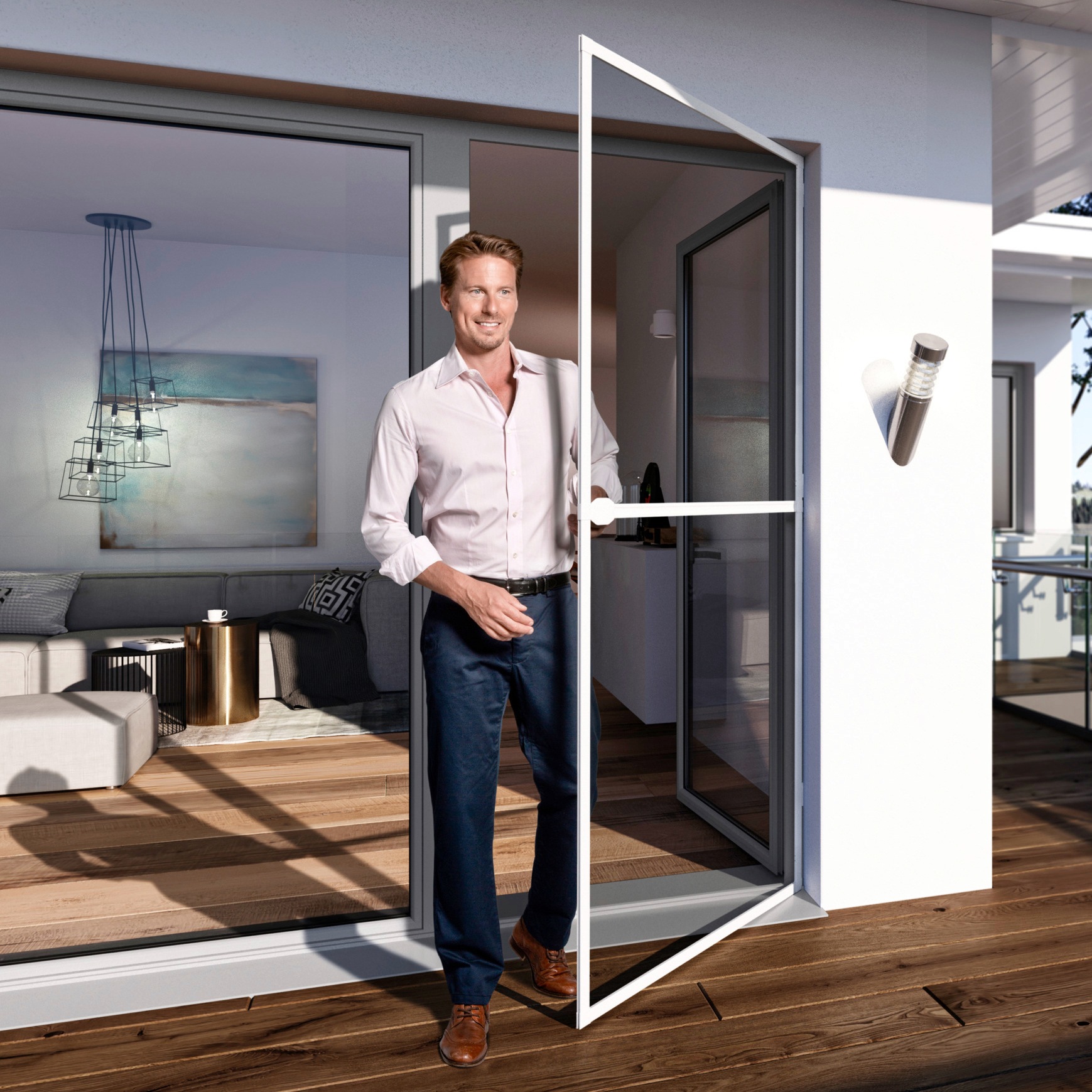 Insektenschutz-Tür WINDHAGER "PLUS", weiß (rahmen: weiß gewebe: anthrazit), B:100cm H:210cm, Insektenschutzgitter, BxH: 100x210 cm