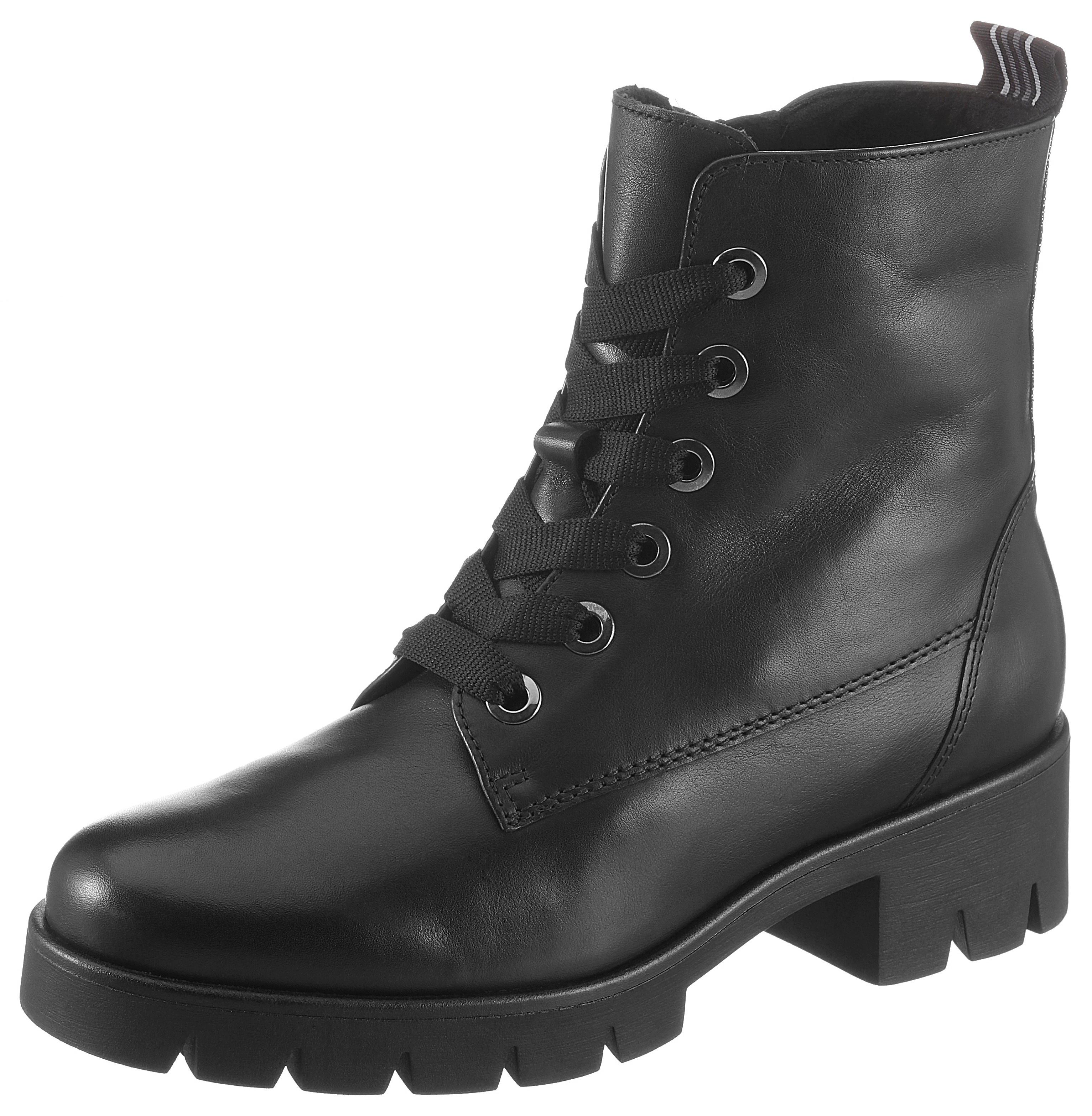 Schnürstiefelette GABOR, Damen, Gr. 39, schwarz, Kalbsleder, unifarben, Schuhe Schnürstiefelette, Blockabsatz, Plateau, Schnürboots mit Best Fitting Komfort, Topseller