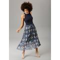 Sommerkleid ANISTON SELECTED, Damen, Gr. 42, N-Gr, blau (dunkelblau, braun, blau, beige), Jersey, Web, Georgette, Obermaterial: 95% Viskose, 5% Elasthan. Futter: 95% Viskose, 5% Elasthan. Rock: 100% Polyester, Batikmuster, bedruckt, modisch,...
