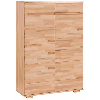 Schuhschrank HOME AFFAIRE "Vetro", beige (kernbuchefarben, kernbuche massiv), B:100cm H:145cm T:40cm, Holzwerkstoff, Massivholz, Schränke Image