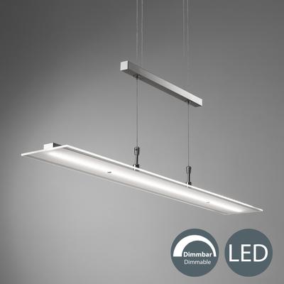 B.K.LICHT LED Pendelleuchte, silber (silberfarben), H: 175cm, Lampen, Hängeleuchte, LED, dimmbar, inkl. 20W 1600lm 3000K, höhenverstellbar Image
