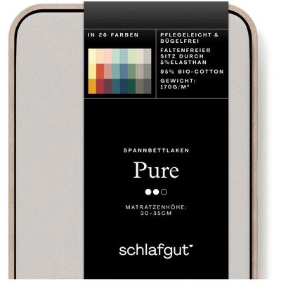 Spannbettlaken SCHLAFGUT "PURE Bio-Baumwolle mit Elasthan, dehnbar blickdicht, straff, Bettlaken", grau (grau light), B: