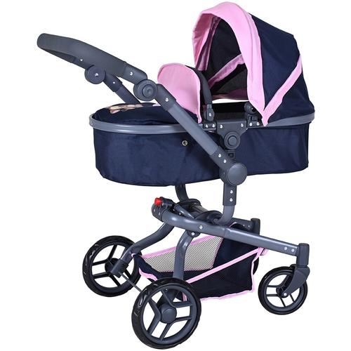 „Kombi-Puppenwagen KNORRTOYS „“Boonk – Navy Pink Bear““ Puppenwagen bunt (navy pink bear) Kinder Puppenwagen -trage“