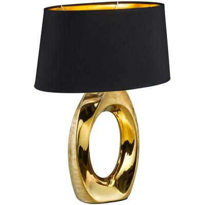 REALITY LEUCHTEN Schreibtischlampe "Taba", gold (goldfarben), H: 52,0cm, Lampen, Nachttischlampe, Tischlampe golfarbig, Stoffschirm in schwarz/gold, Tischlampe Image