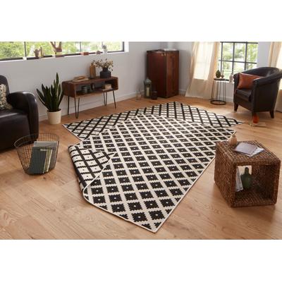 Teppich HANSE HOME "Nizza Wendeteppich" Gr. 2, schwarz (schwarz, creme), B:80cm H:5mm L:150cm, Kunstfaser, Teppiche, In-& Outdoor, Wetterfest, Balkon, Läufer, Wohnzimmer, Wasserfest Image