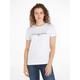 Rundhalsshirt TOMMY HILFIGER "HERITAGE HILFIGER C-NK REG TEE", Damen, Gr. XXXL (46), weiß, Single Jersey, Obermaterial: 100% Baumwolle, unifarben, bestickt, casual, figurbetont, Rundhals, Kurzarm eingesetzt abgesteppt, Shirts, mit gesticktem Tommy...