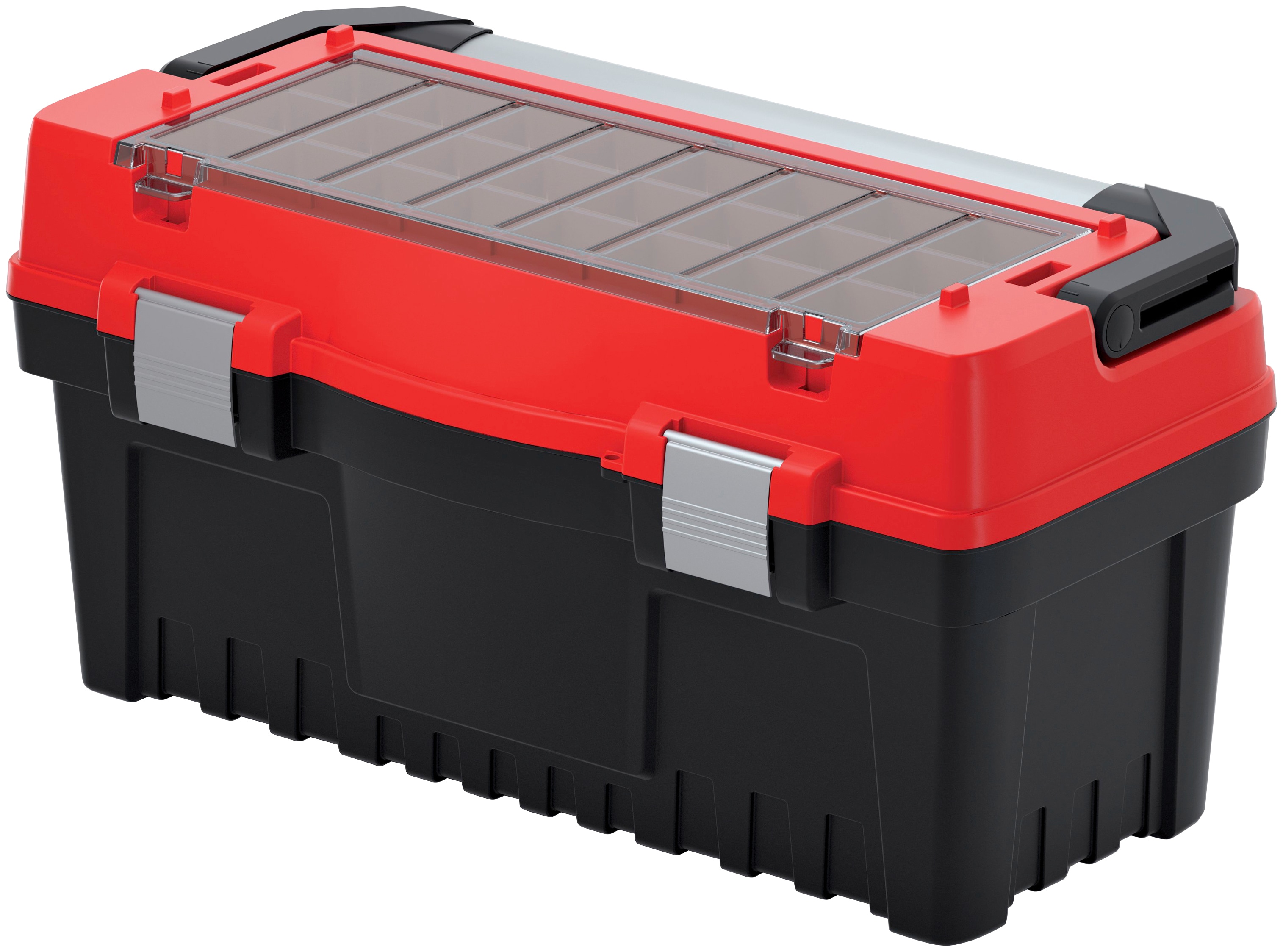 Werkzeugbox PROSPERPLAST "EVO", schwarz (schwarz, rot), B:59,5cm H:30,8cm T:28,8cm, Kunststoff, Aufbewahrungsboxen, 59,5 x 28,8 x 30,8 cm