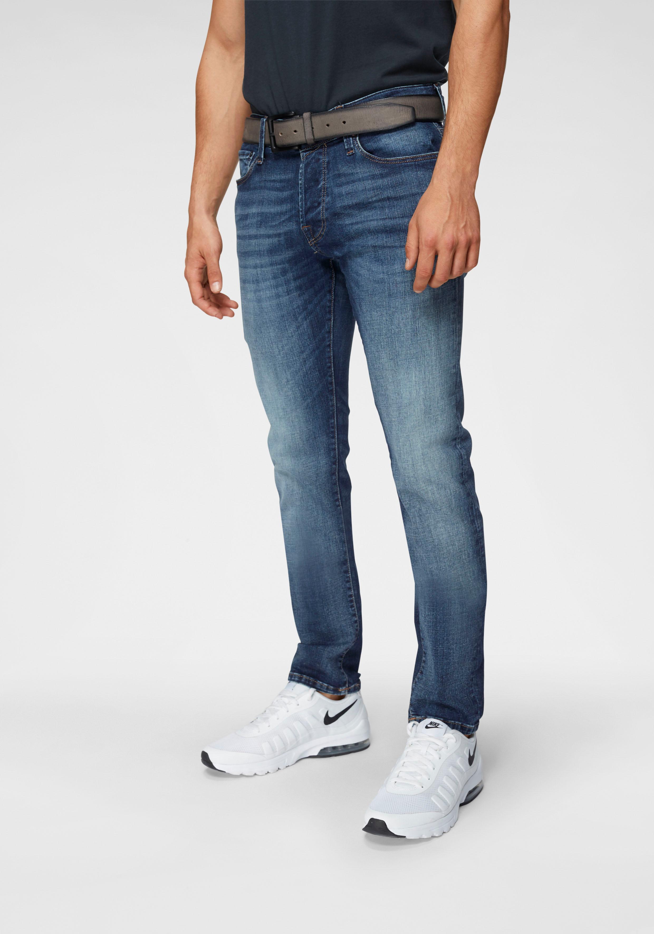 Slim-fit-Jeans JACK & JONES "JJIGLENN JJICON JJ 619 50SPS NOOS", Herren, Gr. 30, Länge 34, blau (mid, blau, used), Denim/Jeans, Obermaterial: 92% Baumwolle, 8% Elasthan, Abriebeffekte, slim fit knöchellang, Jeans Slim-fit-Jeans, mit Five-Pocket-Design