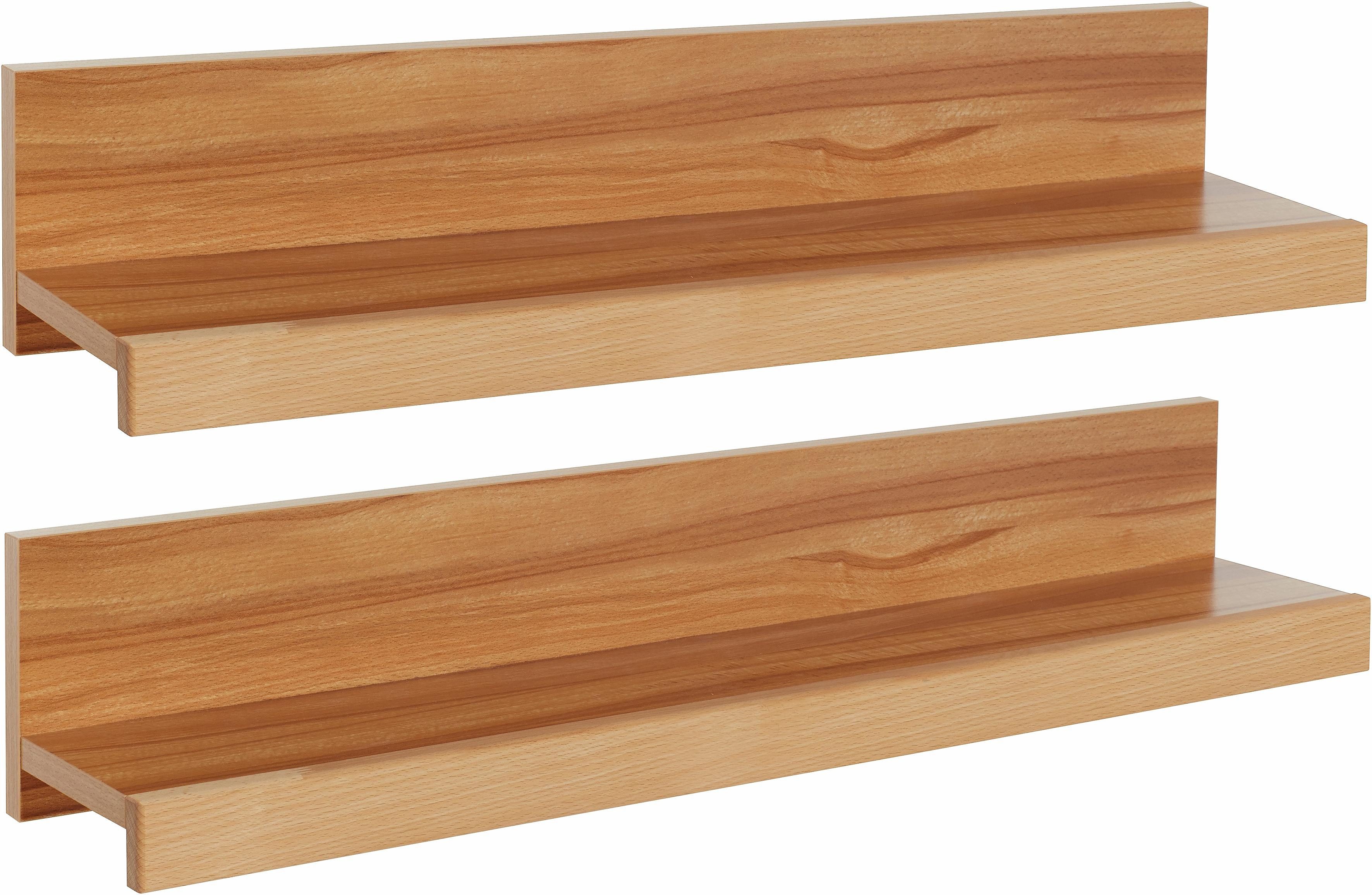 Wandregal HOME AFFAIRE "Logo,teilmassiv, Breite: je 90 cm", beige (kernbuche teilmassiv), B:90cm H:16cm T:17cm, Holz teilmassiv, Regale, Wandregal, Ablageflächen Massivholz,in 4 Schritten montierbar