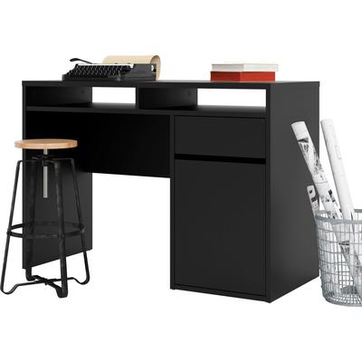 Schreibtisch INOSIGN "Plus", schwarz (schwarz matt, schwarz matt, schwarz matt), B:110,2cm H:77,4cm T:48,2cm, Tische, mit vielen Stauraummöglichkeiten, zeitloses Design Image