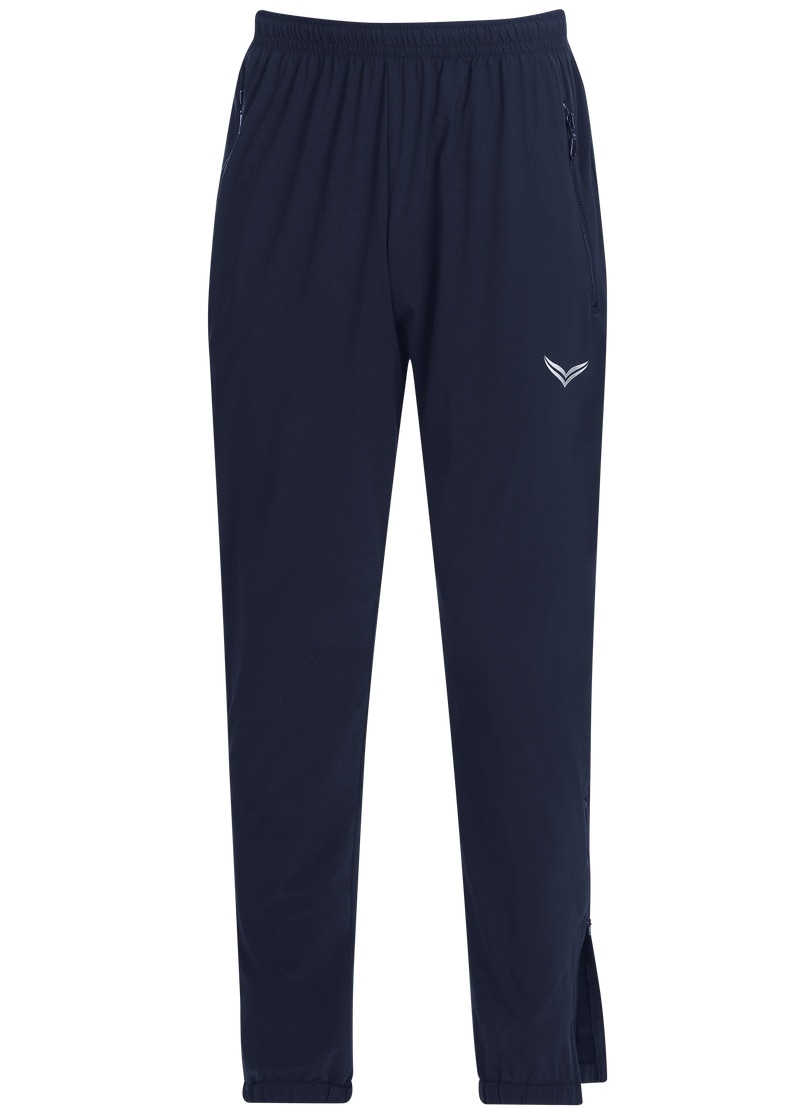 Jerseyhose TRIGEMA "TRIGEMA Freizeithose mit Bein-Reißverschluss", Herren, Gr. M, US-Größen, blau (navy), 74% Nylon, 26% Elasthan, Basic, Hosen Jerseyhose