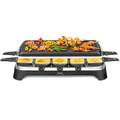 TEFAL Raclette "Ambiance, inkl. Tischgrill-Funktion, abnehmbares Kabel", grau (schwarz, edelstahlfarben), B:52cm H:15cm T:28,5cm, Raclettes, spülmaschinengeeignete Platte, RE4588 Image