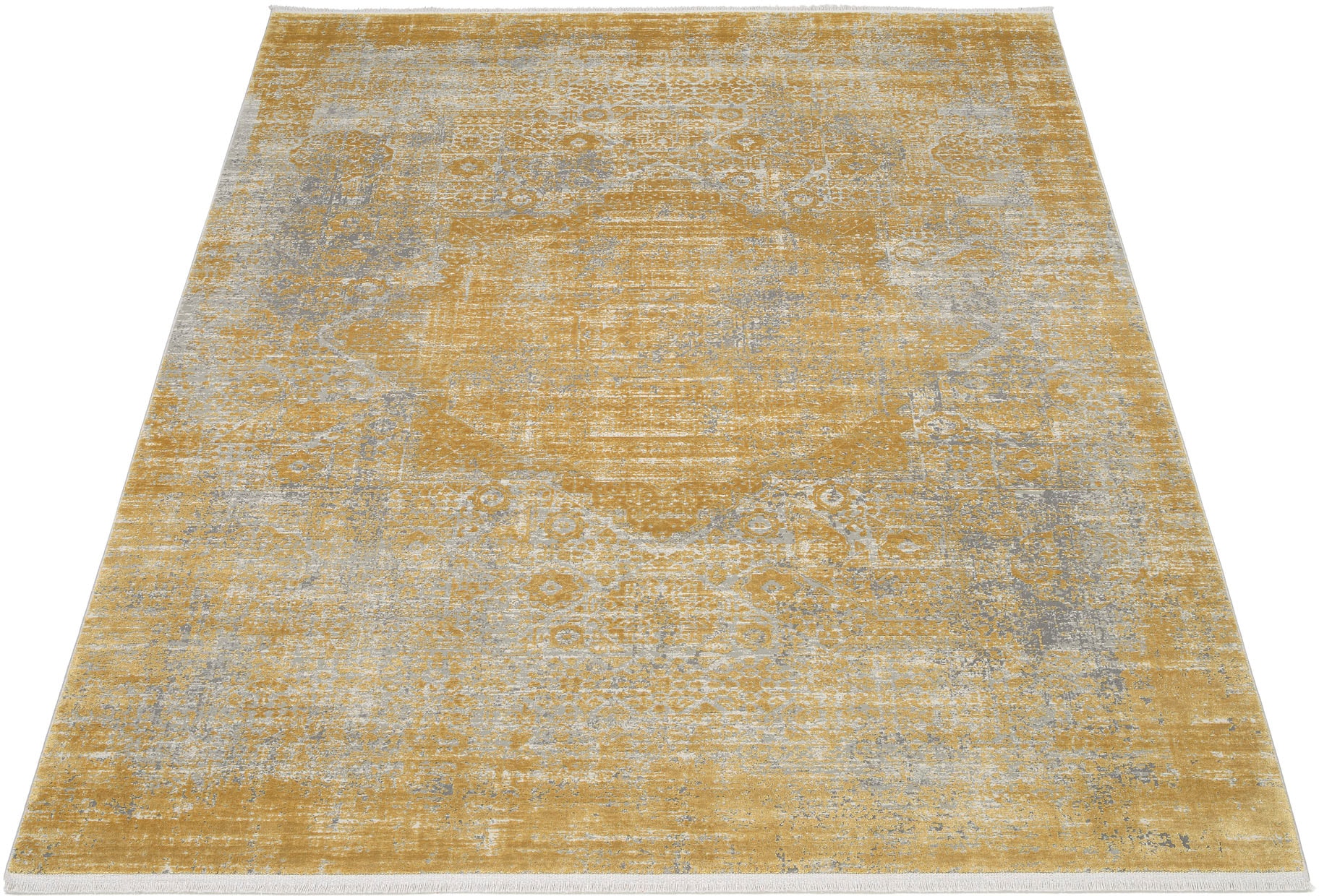 Teppich OCI DIE TEPPICHMARKE "COLOUR MEDI", gold (goldfarben), B:67cm H:8mm L:130cm, Polyacryl, Viskose, Teppiche Image
