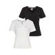 V-Shirt TOMMY JEANS "TJW 2PACK SLIM SOFT V NECK TEE" Gr. XS (34), schwarz-weiß (black, white) Damen Shirts V-Shirts