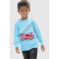 Langarmshirt KIDSWORLD "HIER KOMMT RETTUNG" Gr. 116/122, blau (türkis) Jungen Shirts Langarm