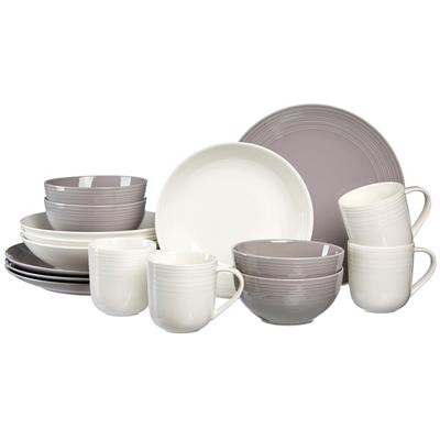Kombiservice RITZENHOFF & BREKER "Geschirr-Set, Service Levi", grau (grau, weiß), 16 tlg., Porzellan, Geschirr-Sets, Grau-Weiß, 16 Teile, für 4 Personen Image