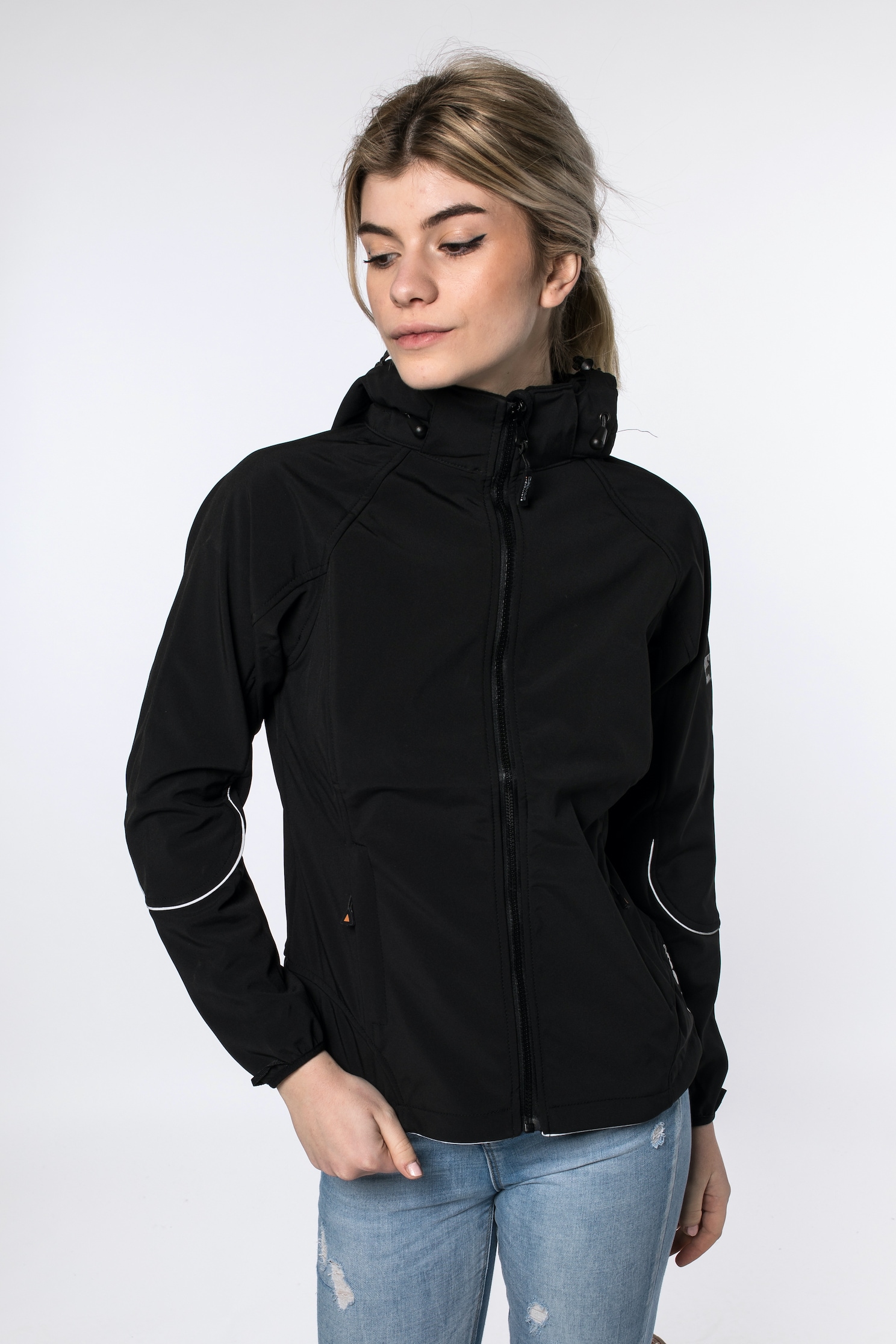 Softshelljacke DEPROC ACTIVE "NIGEL PEAK Women", Damen, Gr. 40/42 (M), schwarz, 96% Polyester; 4% Elastan, mit Gummizug, Jacken Yoga&PilatesBekleidung Sportbekleidung Outdoorbekleidung Softshelljacke Übergangsjacke, auch in Großen Größen erhältlich