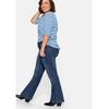 Bootcut-Jeans SHEEGO "Große Größen", Damen, Gr. 84, Langgrößen, blau (blau denim), Obermaterial: 75% Baumwolle, 24% Polyester, 1% Elasthan, unifarben, casual, lang, Jeans, in 5-Pocket-Form, mit Used-Effekten