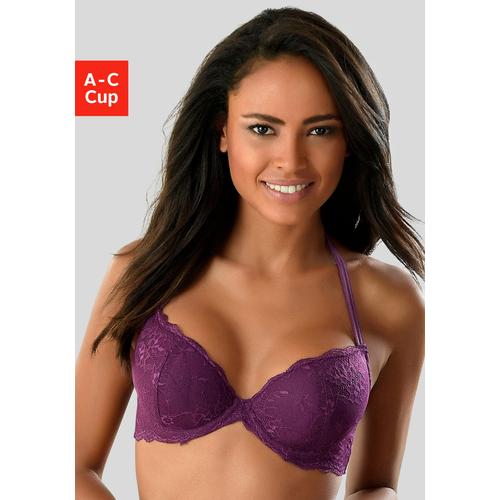 Push-up-BH VIVANCE Gr. 85, Cup B, lila Damen BHs BH Hochzeitsdessous Hochzeitswäsche Push-up-BH Spitzen-BH Spitzenwäsche Spitzen-BHs mit 2 Tragevarianten, Dessous