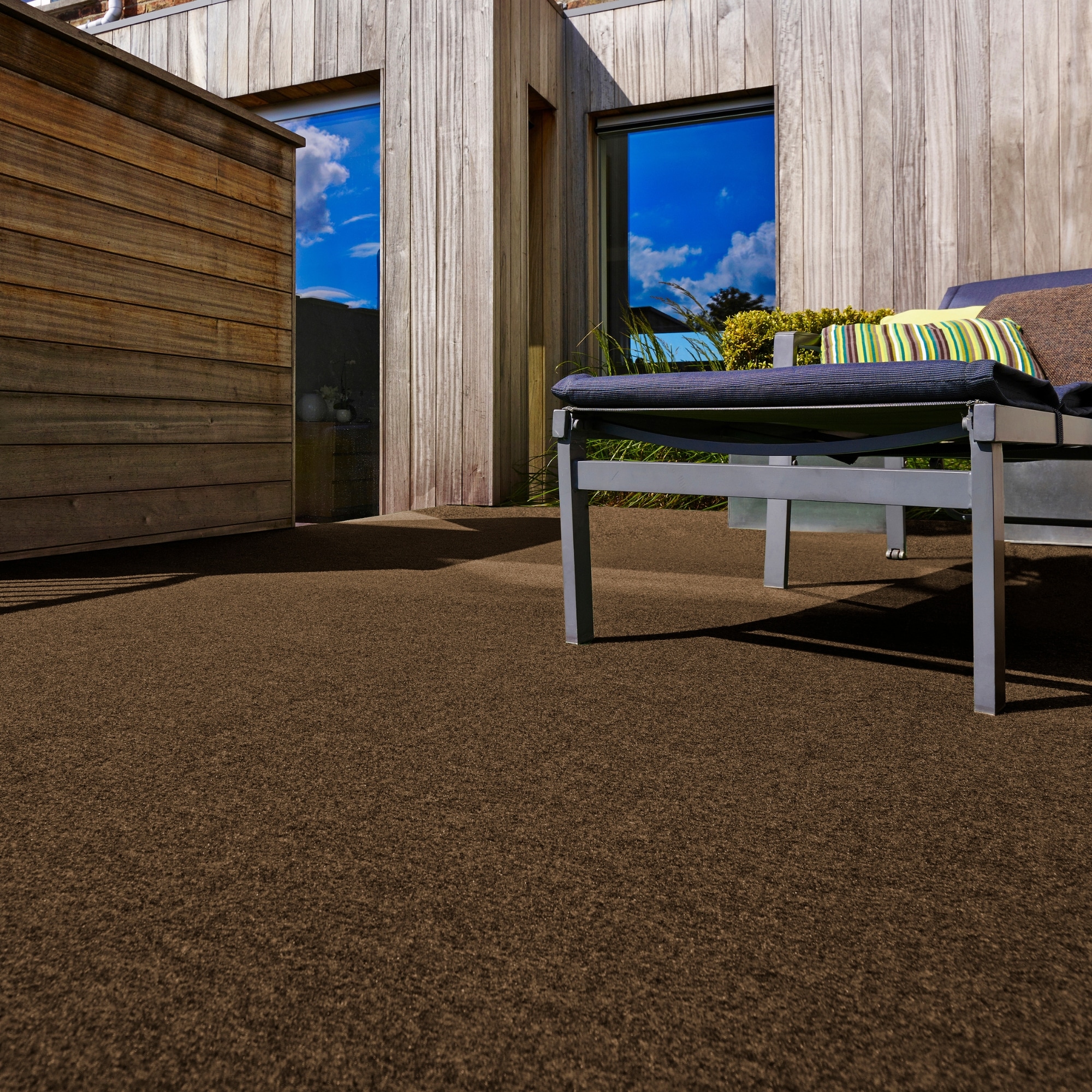 Kunstrasen ANDIAMO "Field, Made in Belgium", braun, B:200cm H:4mm L:300cm, Nadelfilz, Polyester, Teppiche, für Balkon & Terrasse, mit Drainage-Noppen, Nadelfilz-Optik