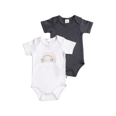 Body LILIPUT "Regenbogen", Baby, Gr. 62/68, EURO-Größen, grau (weiß, anthrazit), 100% Baumwolle, bedruckt, unifarben, casual, kurz, Kurzarm, Bodies, mit praktischen Druckknöpfen