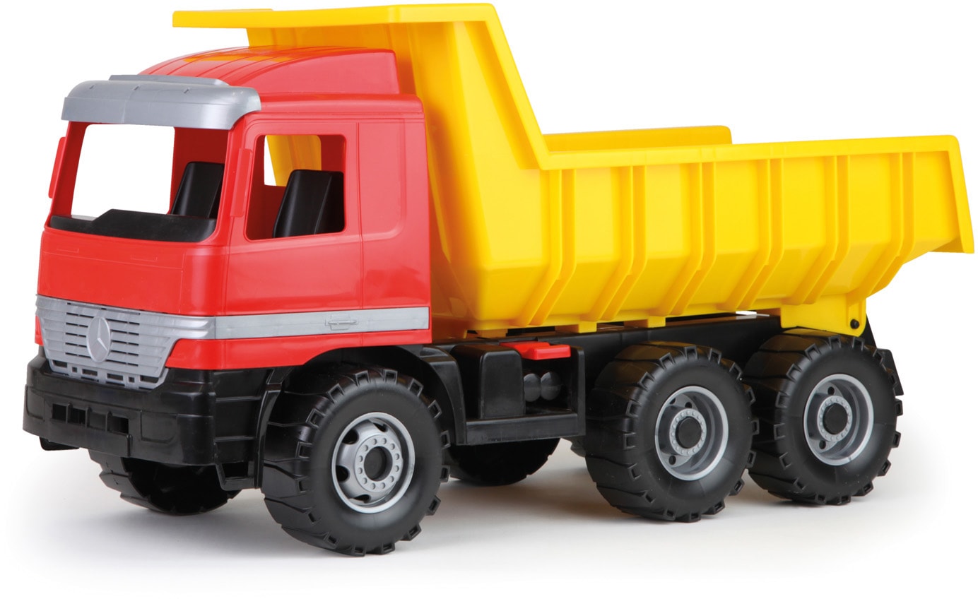 Spielzeug-LKW LENA "Giga Trucks, Muldenkipper Actros", gelb (gelb, rot), Spielzeugfahrzeuge, KinderB:27cm H:34cm T:62cm, Kunststoff, Made in Europe, B:27cm H:34cm T:62cm