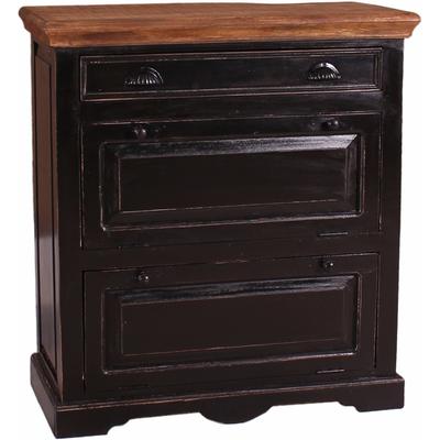 Schuhschrank SIT "Corsica", schwarz, B:85cm H:90cm T:40cm, Massivholz, Recyceltes Altholz, Schränke, zwei Klappen und einer Schublade, Shabby Chic, Vintage Image
