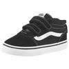 Sneaker VANS "Ward Mid V", Gr. 22, schwarz-weiß (schwarz, weiß), Textil, Leder, unifarben mit Farbeinsatz, sportlich, Schuhe Klettschuh Sneaker low, für Kinder mit Klettverschluss