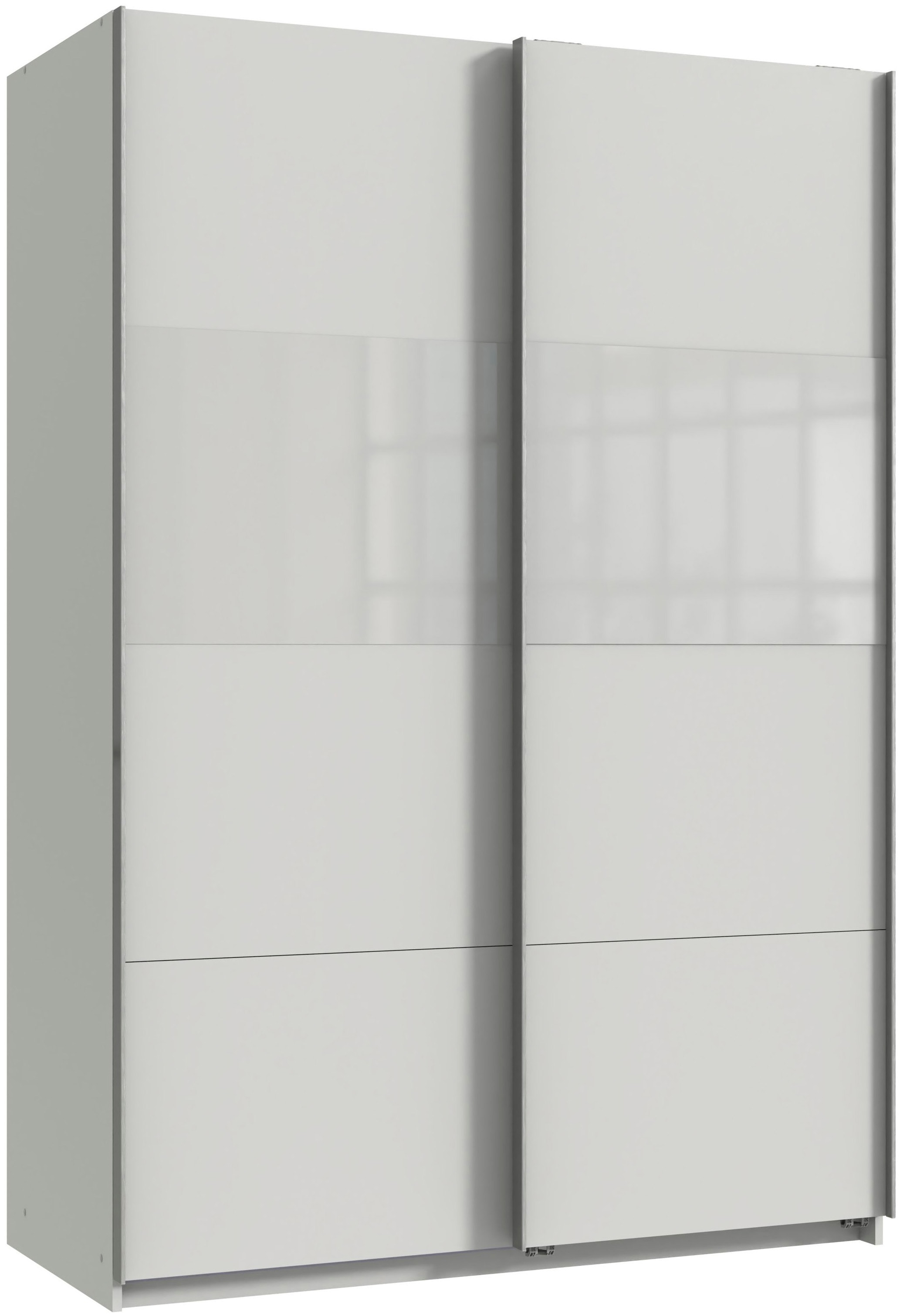 Schwebetürenschrank WIMEX "Bramfeld TOPSELLER Kleiderschrank", weiß (weiß, absetzung weißglas), B:135cm H:198cm T:64cm, Schränke, Schwebetürenschrank, mit Glaselementen und zusätzlichen Einlegeböden, Topseller