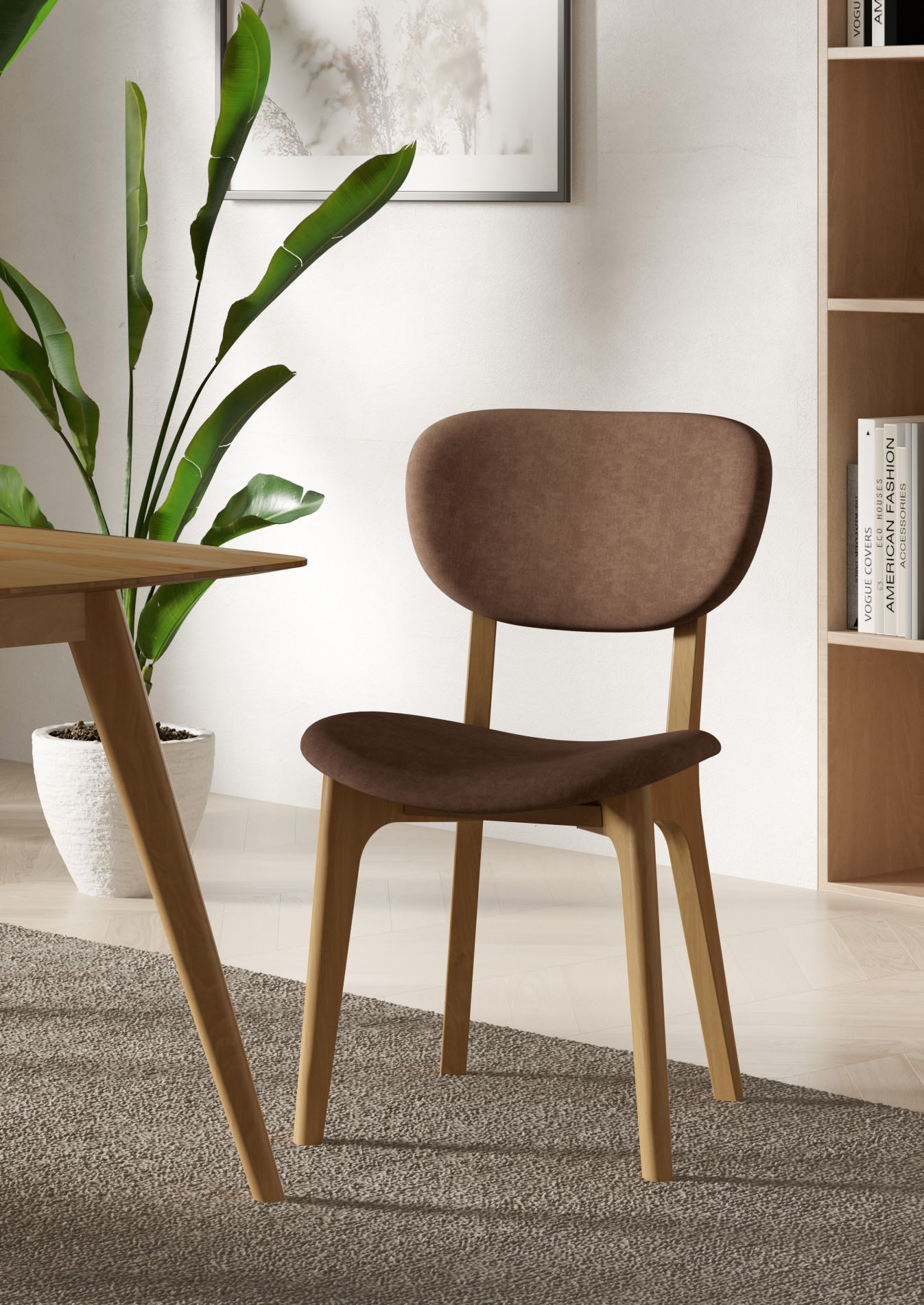 Stuhl INOSIGN "COZY Made in Italy", braun (tabac, buche), B:50cm H:88cm T:62cm, Polyester, Stühle, Polsterstuhl Esszimmerstuhl 4-Fuß-Stuhl, Gestell in Buche, Kirsch- oder Nussbaum, Massivholz, Design Stuhl