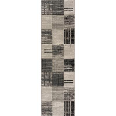 Läufer MY HOME "Beliz" Gr. 13, grau, B:90cm H:9mm L:250cm, Kunstfaser, Teppiche, mit Konturenschnitt, Kurzflor, Karo-Muster, 3D-Design Image