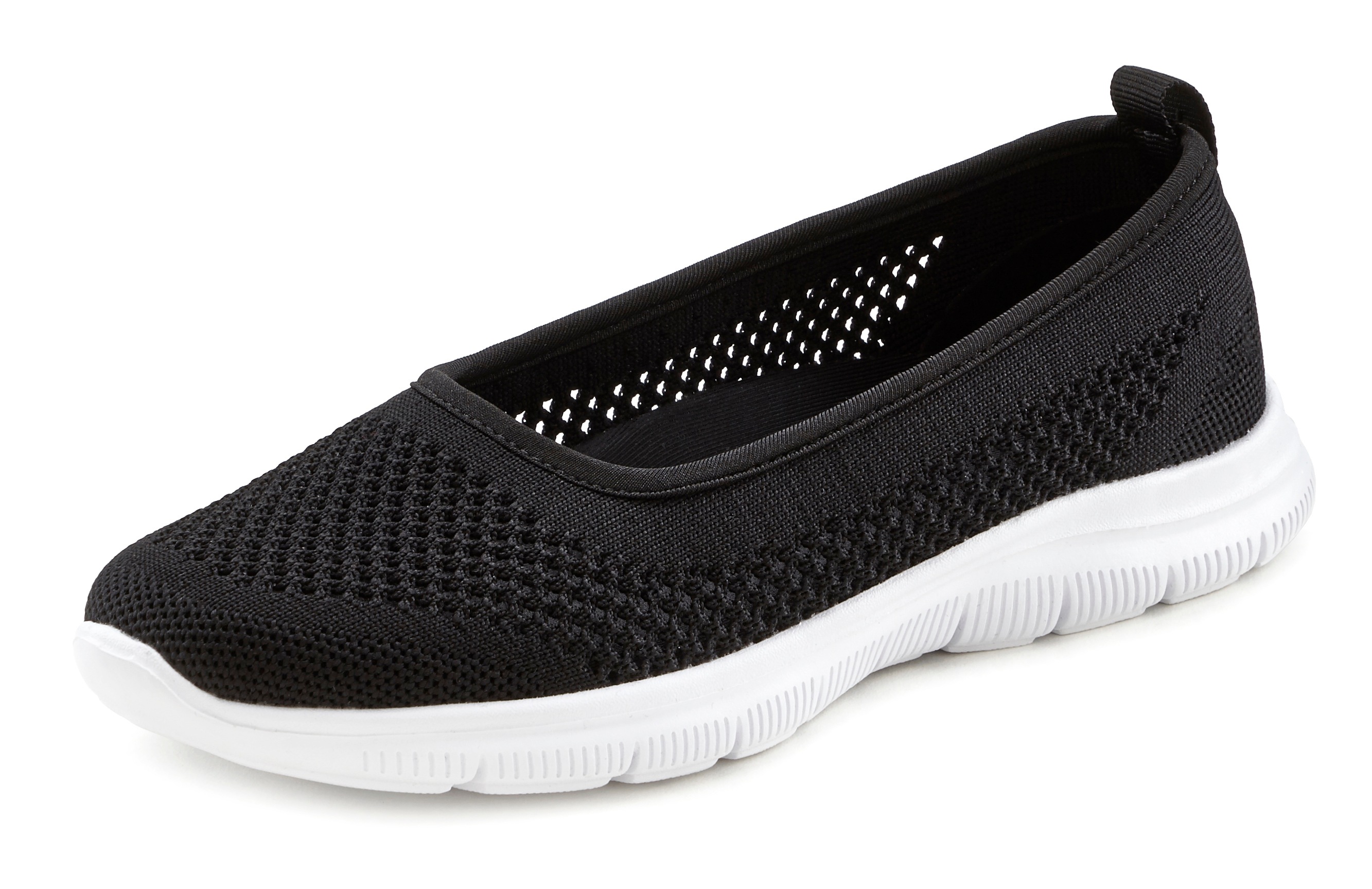 Sneaker Ballerinas LASCANA, Damen, Gr. 39, schwarz, Obermaterial: 100% Textilmaterial. Futter: 100% Textilmaterial. Decksohle: 100% Textilmaterial. Laufsohle: 100% Synthetik, unifarben, Sportlich, Schuhe Ballerina, ultraleichter Slipper,...